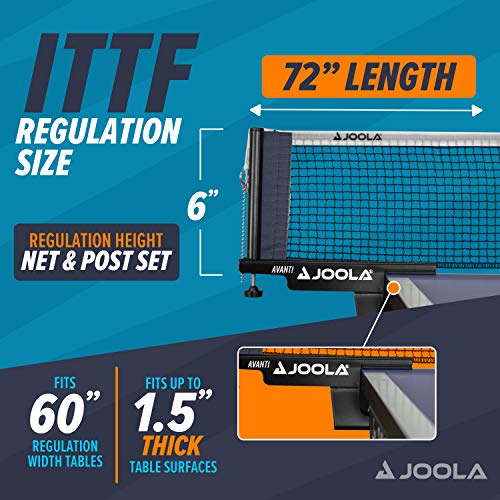 JOOLA Premium Avanti Table Tennis Net and Post Set - Portable and Easy Setup 72" Regulation Size Ping Pong Screw On Clamp Net, ‎White/Black - image 5