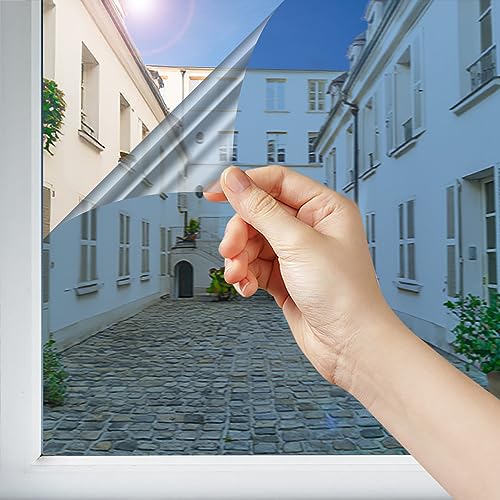 DIMEXACT - Film Miroir sans Tain repositionnable pour Grand vitrage - alu Clair - 60 cm x 0.5 m - en Rouleau