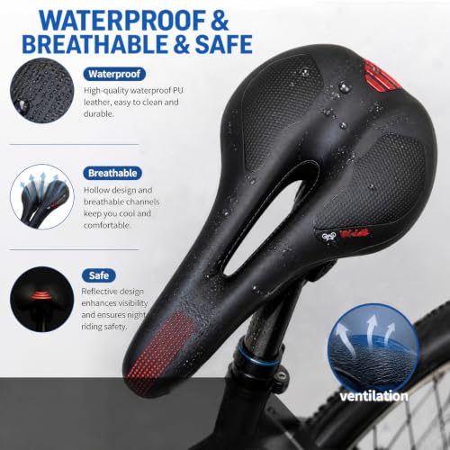Hmseng Bequemer Fahrradsattel, MTB Sattel Herren Damen, Alpensattel Ergonomisch mit Wasserdichte Abdeckung Installationswerkzeuge… – Ansicht 5