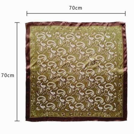 GIMIRO Foulard en Soie Polyester, 70 x 70 cm, Motifs Géométriques et Floraux, Style Élégant, Olive et Marron, Bandana pour Femmes (Olive Green Coffee Beige PSL) – vue 5