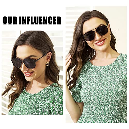 DUCO Polarized Sunglasses Men Women Retro Classic Square Sun Glasses Oversized Vintage Metal Frame Trendy Shades DC30323