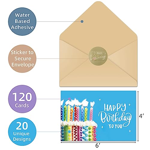 Prophet 120 CARDS Happy Birthday Cards With Envelopes, Birthday Cards Bulk With Short Generic Message Inside thumb #1
