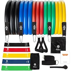 Halseen - Pack Incluye Bandas Elasticas Musculacion + Cintas Elasticas Musculacion – 17 Piezas - Gomas Elasticas Musculacion (hasta 100 LB/ 45Kg) + 5 Bandas de Resistencia Latex - Gym en Casa 4 Halseen - Pack Incluye Bandas y Cintas Elasticas de Musculacion – 17 Piezas - Gomas (hasta 100 LB/ 45Kg) + 5 Bandas de Resistencia Latex - Gym en Casa