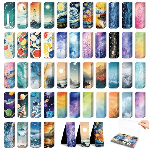 48 Pieces Magnetic Bookmarks Magnet Page Markers Cute Magnet Bookmark Clips with Storage Boxes Bookmarks for Reading Women & Men Christmas Gifts & Teacher Gifts