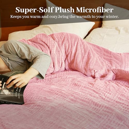 Electric Blanket Queen Size 84''X90'' - Heated Blanket with Dual Control Fast Heating 10 Heating Levels & 10 Hours Auto Off,ETL Certified Machine Washable (Light Pink)
