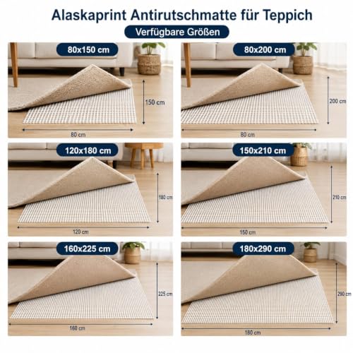 Foto von Alaskaprint Anti rutsch Teppichunterlage 120X180 cm Antirutschmatte für Teppich rutschfest Stop Antirutschmatte Teppich Antirutschunterlage Teppichstopper für alle Böden zuschneidbar