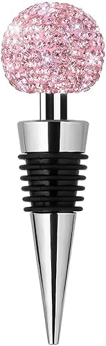 Soleebee Tapones decorativos brillantes para botella de vino, tapón para botella de vino con diamantes de imitación de cristal, tapones para