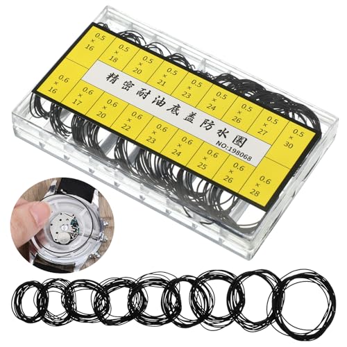 Matwsec Lot de 200 joints toriques de montre - Différents joints toriques pour remplacement de boîtier de montre - 0,5/0,6 - 16-30 mm - Joint rond en...