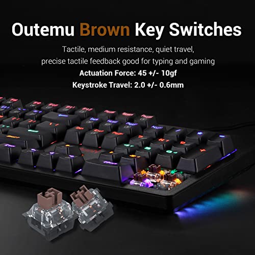 Redragon S117 Gaming Keyboard Mouse Combo Mechanical Rgb Rainbow Backlit Keyboard Brown Switches Rgb Gaming Mouse For Windows Pc Gamers (104 Keys) #TOP2