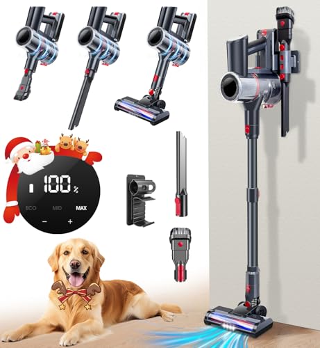 DeeprBetter - Aspiradora inalámbrica, recargable con visualización táctil LED, 3 modos de aspiración ligera, hasta 50 minutos de funcionamiento, aspiradoras inalámbricas para el hogar, mascotas, piso
