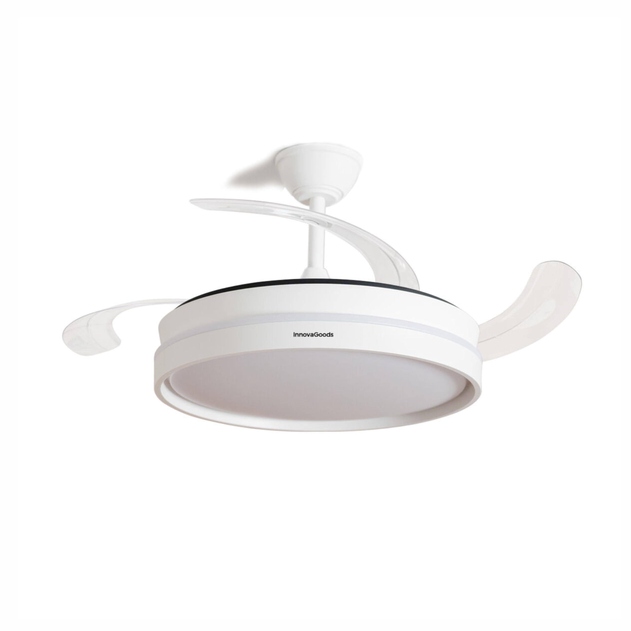 InnovaGoods Ventilatore da Soffitto con Luce LED e 4 Pale Retrattili Keteez Bianco 72 W Ø49-104 cm