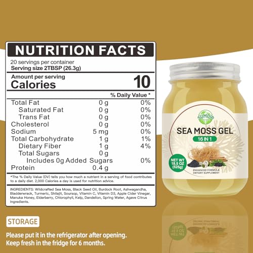 Sea Moss Gel - 18.5 oz Irish Seamoss Gel with Black Seed Oil and Ashwagandha, 16 in 1 Vegan Superfood Rich in Vitamins & Minerals, Raw Wildcrafted Seamoss for Immune & Digestion Support, Original - Image 3