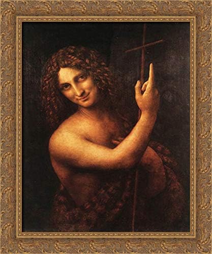 St John The Baptist 20x24 Gold Ornate Wood Framed Canvas Art by Leonardo da Vinci