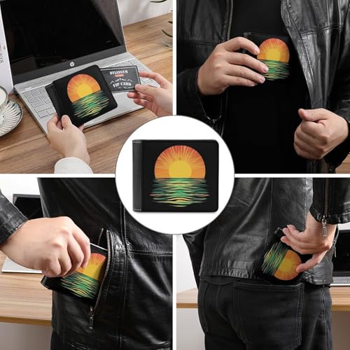 Sunrise Sunset-Sunshines Bi-fold Wallet for Men Women Print PU Leather Slim Cash Card Holder3