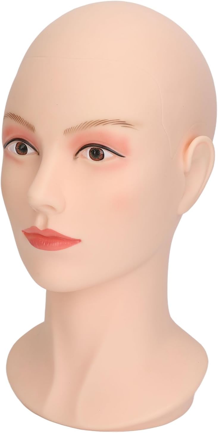 Bald Manikin Mannequin Head Wig Mannequin Head Female Face Washable Mannequin Head Stand for Making Wigs, Displaying Wigs, Hats Display