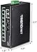 TRENDnet 10-Port Industrial Gigabit PoE+ DIN-Rail Switch, 8 x Gigabit PoE+ Ports, DIN-Rail Mount, 2 x SFP Slots, 240W PoE Power Budget, Network Switch, IP30, QoS, Lifetime Protection, Black, TI-PG102