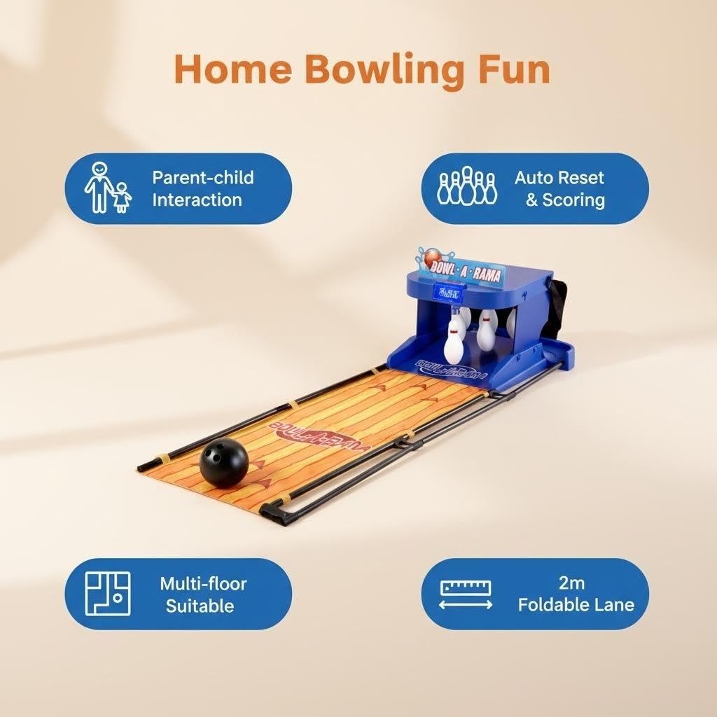 Macchina da Bowling Elettrica for la Casa, Pista da Bowling Portatile for Interni con Tabellone Segnapunti a LED, Reset Automatico, Effetti Sonori