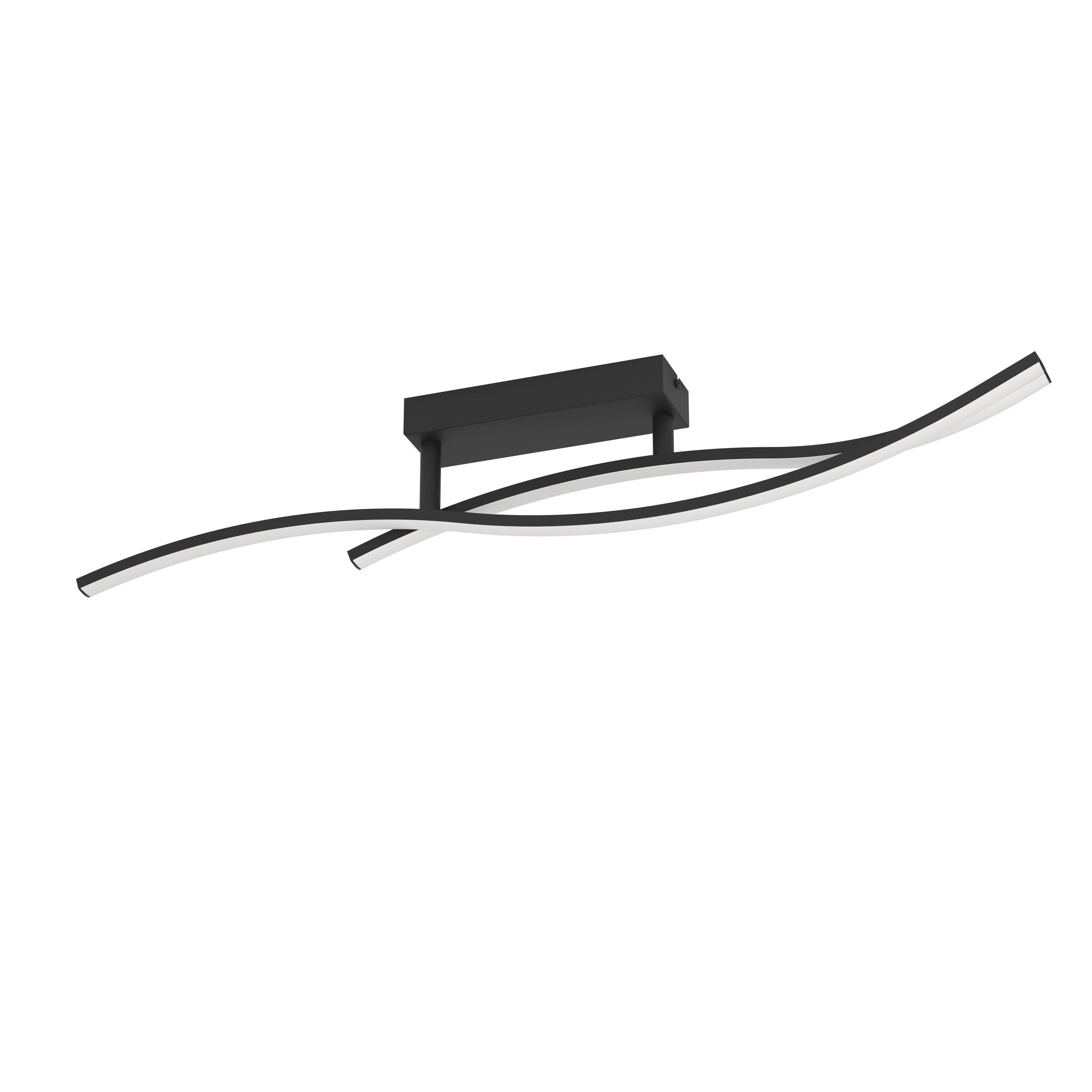Eglo Grisolia Plafoniera a LED, lampada da soffitto curva, per soggiorno, in metallo e plastica in nero, luce bianca neutra, L 84,9 cm