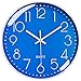 LiRiQi Reloj de Pared Moderno, 30 cm Grandes Decorativos Silencioso Interior Reloj de Cuarzo de Cuarzo Redondo No-Ticking para Sala de Estar, para Cocina Dormitorio Escuela Oficina (Azul)
