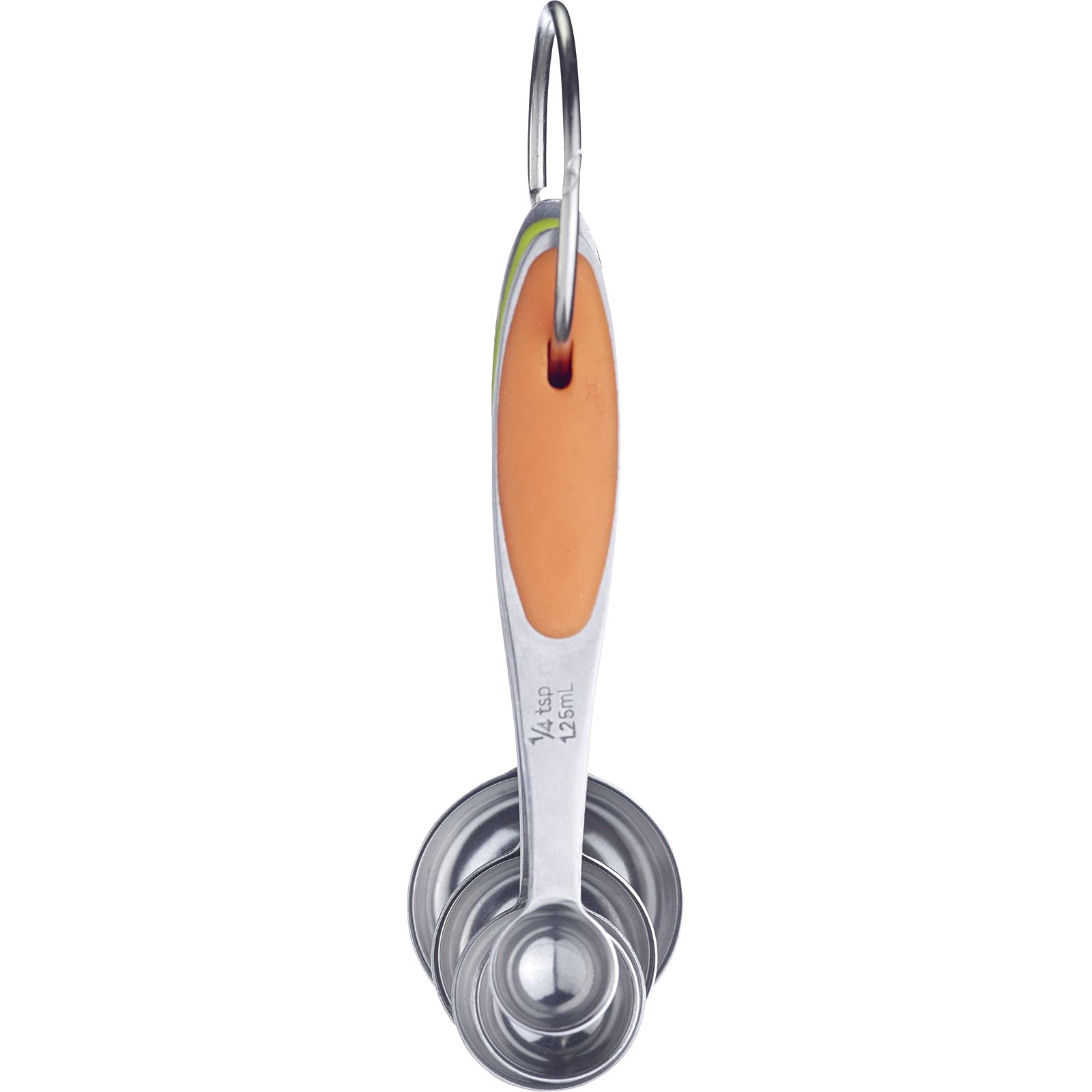 Westmark 5 maatlepels, set, met ring verbonden, voor 1,25 ml, 2,5 ml, 5 ml, 7,5 ml, 15 ml, roestvrij staal/siliconen, pendolino, zilver/groen/roze/blauw /paars/oranje, 30602270