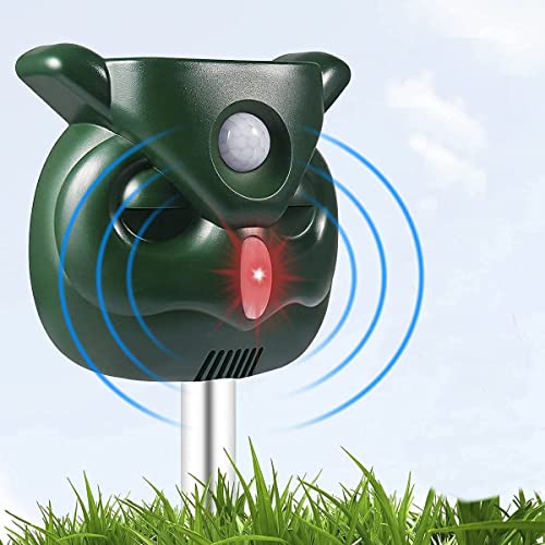 NOLTSE HAYIFTY Ultrasonic Cat Deterrent, Solar Animal Deterrent with Motion Sensor and Flashing Lights, Outdoor Waterproof Farm Garden Yard, Dogs, Cats, Birds, Squirrels, Moles (Green), 5.8X5.3X4