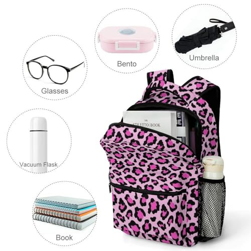 Leopard Print Laptop Backpack for Women Men Travel Bag College Schoolbag Casual Daypack with Multiple Pockets3