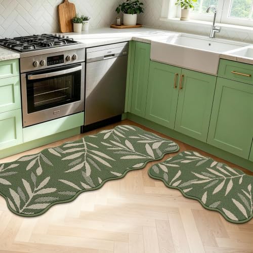 2-Pk JSEI 3D Leaf Scalloped Kitchen Rug Set: 17"x30" + 17"x60" $18, 17"x30" + 17"x48" - image 5