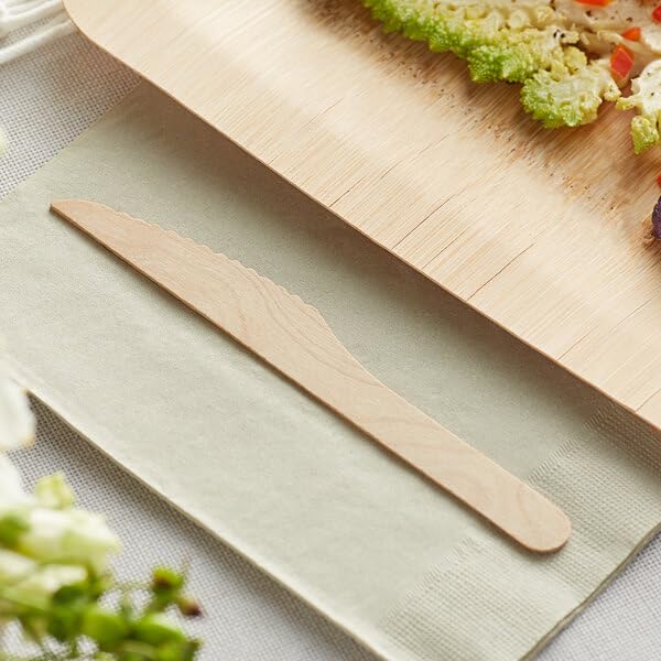 HOT BARGAINS 100 x Wooden Knife 16cm | Disposable Cutlery Set | Biodegradable, Compostable & Plastic-Free Utensils | Ideal for Wedding, Party, BBQ, Picnic, Catering & Event Use (100pcs X Knife)