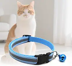 Coleira para gatos com sino, coleiras refletivas macias para gatos ou cães pequenos, 18,8 cm - 32 cm
