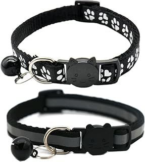 Hepplly 2-Pack Katzenhalsbänder Quick Release Reflective Kitten Halsband mit Glocke (Schwarz) product image