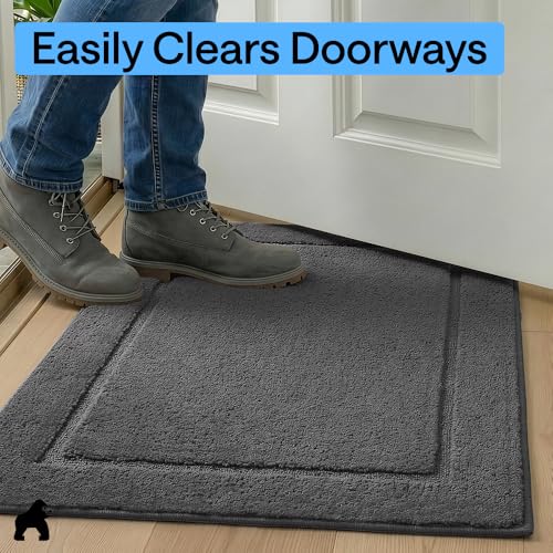 Image of GORILLA GRIP Indoor Door Mat, Rubber Backing Entry Rug 29x17, Dark Gray