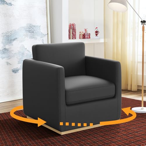 Sillón giratorio acolchonado color negro miniatura 1