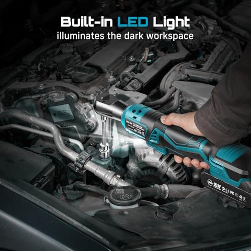 Seesii Cordless Electric Ratchet Wrench: 50Nm Torque 220RPM, 1/4" Power Ratchet Set w/ 2×2.0Ah Batteries, 5 Sockets, Fast Charger, 3" Extension, Carrying Bag - for Auto Repair, DIY, Motorcycle