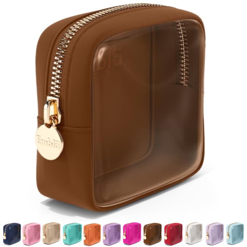 Embla Clear Cosmetic Bag Makeup Case, Clear Zipper Make Up Pouch and Toiletry Travel Tote, Cute Skincare Pouches for Women Girls, Preppy Purse