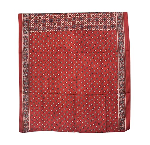 Image of Ethnics of Kutch Womenss Ajrakh Modal Silk Natural Dye Hand Block Print Saree with Blouse Piece - 5.5 Mtr Length