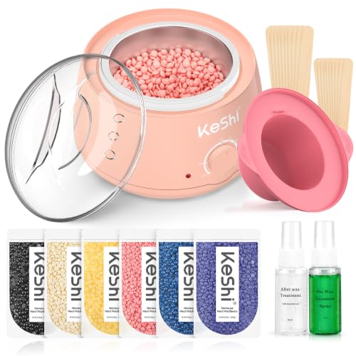 Image of KeShi Waxing Kit, Painless Hair Removal Wax Warmer with 6 Bags Wax Beans(Pink)