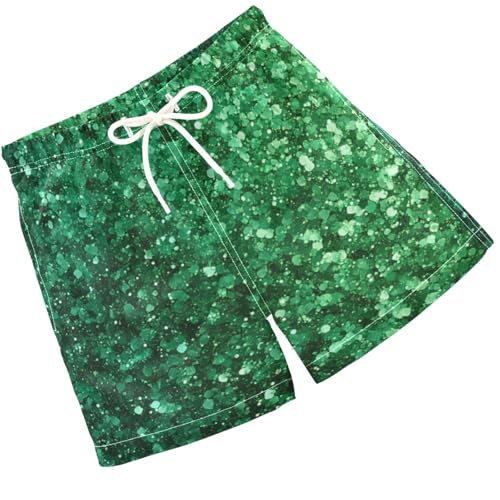 Pigsaly Boys Swim Trunks Pine Green Mint Gradient Flashing Glitter Boys Board Shorts Swimsuit Swimwear Bathing Suit 4T - Main Image