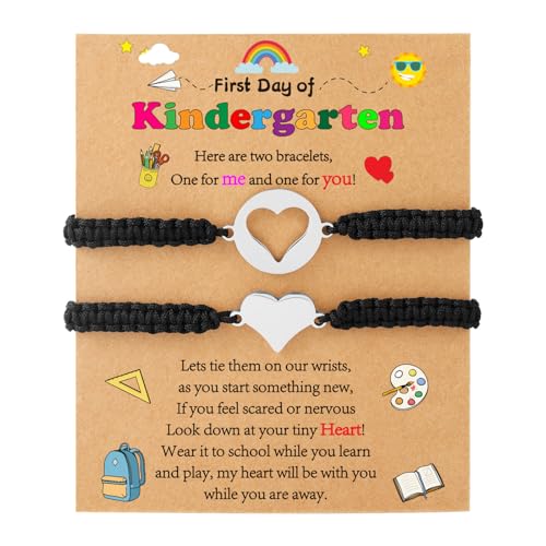 Image of P. BLAKE First Day of Kindergarten Bracelet Back to School Gifts Mommy and Me Matching Bracelets Set for Mother Daughter Son Girls Boys Jewelry Gifts
