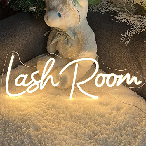 Image of Lash Room Neon Sign For Spa Beauty Room Nail Brows Lashed Salon Studio LED Wall Art Decor For Business Stores Logo Barber Shops Led Word Indoor Custom Neon Lights 5V USB Powered Warm White 40x14.55cm