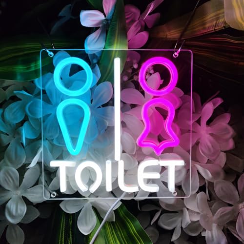 Image of Toilets Neon Signs for Wall Decor Neon Lights for Bedroom Led Business Signs Suitable for Washroom Restroom Christmas Birthday Party Unique for Lover,21 * 21cm