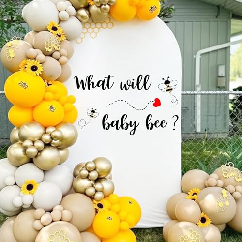 What Will Baby Bee Baby Shower Decal Sign Gender Reveal Girl or Boy Wall Stickers Sign Bee Themed Gender Reveal Decorations Party Backdrop Supply.