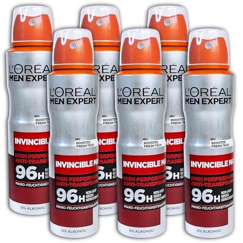 Loreal Men Expert Invincible Man Lot de 6 déodorants anti-transpirants 96h 150 ml