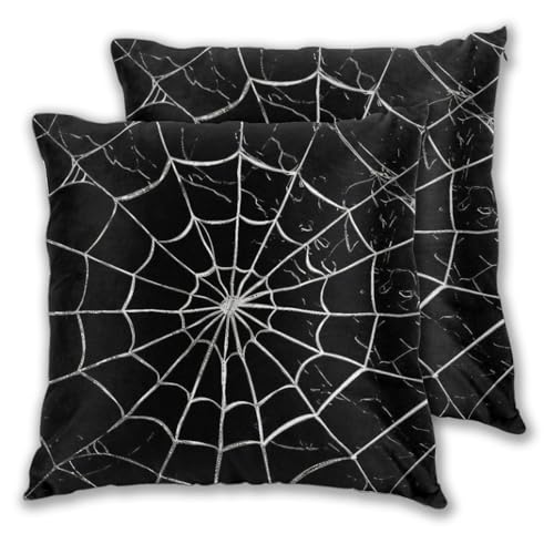 Jbofyee Black and White Spider Web Throw Pillow Cover 22x22 Inch Halloween Spiderweb Decorative Pillow Cases Soft Throw Pillows for Living Room Bedroom Sofa Couch Cushion Cover Set of 2