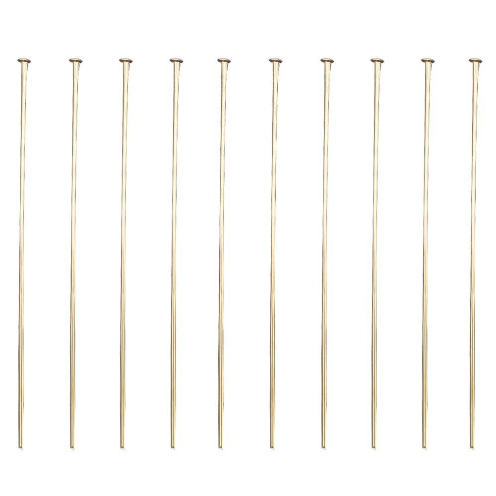 INSPIRELLE 100PCS Gold Plated Brass Flat Head Pins 22 Gauge Satin Pins for DIY Jewelry Making Findings - 50mm (2 Inch) Long