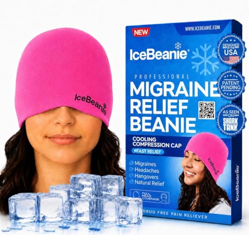 Image of IceBeanie Migraine Relief Cap, As Seen on Shark Tank, Soft & Stretchy Gel Tension Headache Relief Cap, Extended Cooling Hangover Ice Hat, Odorless Head Wrap Ice Pack Wrap, Headache Migraine Mask