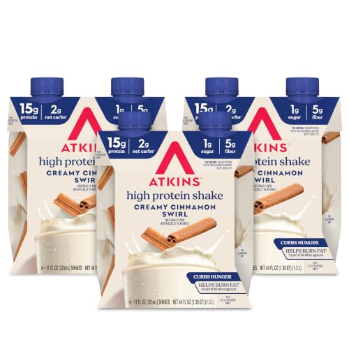 Image of Atkins Creamy Cinnamon Swirl Protein Shake, 15g Protein, Low Glycemic, 2g Net Carb, 1g Sugar, Keto Friendly, 12 Count