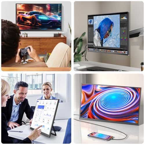 Image of Portable Monitor 4K 23.8 inch 3840 * 2160 UHD 100% sRGB 60Hz HDMI USB-C 24 inch Large Travel Monitor for Laptop, Built-in Stand & VESA Mount, Second Screen for PC Game Consoles