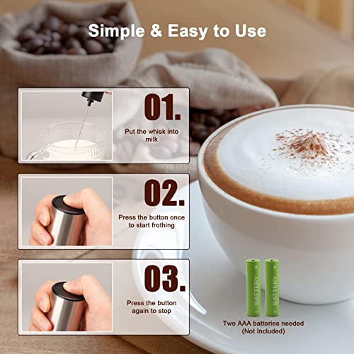 image for SENZER Milk Frother for Coffee, Handheld Electric Milk Frother with St