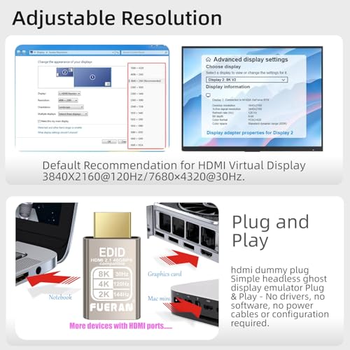 Dummy Plug HDMI 2.1 4K 120Hz Emulador Display Virtual miniatura 7
