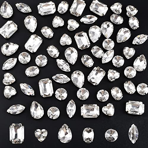 URROMA 60pcs 6 Styles Sew on Rhinestones with Claw